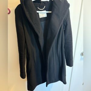 Aritzia Wilfred Black Wool* Coat with Tie Belt Size XS